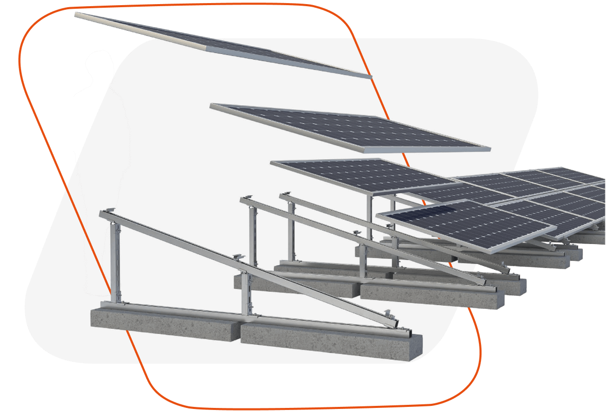 strutture per montaggio pannelli fotovoltaici su tetto piano a vela e est ovest 7