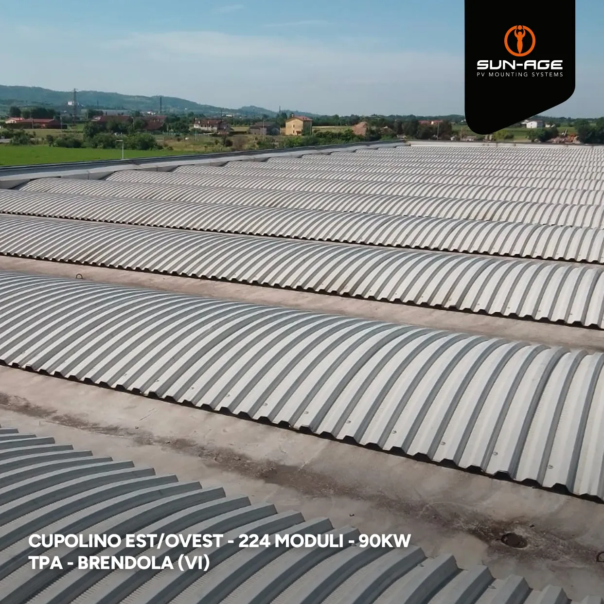 impianto fotovoltaico industriale su cupolino est ovest Vicenza 01