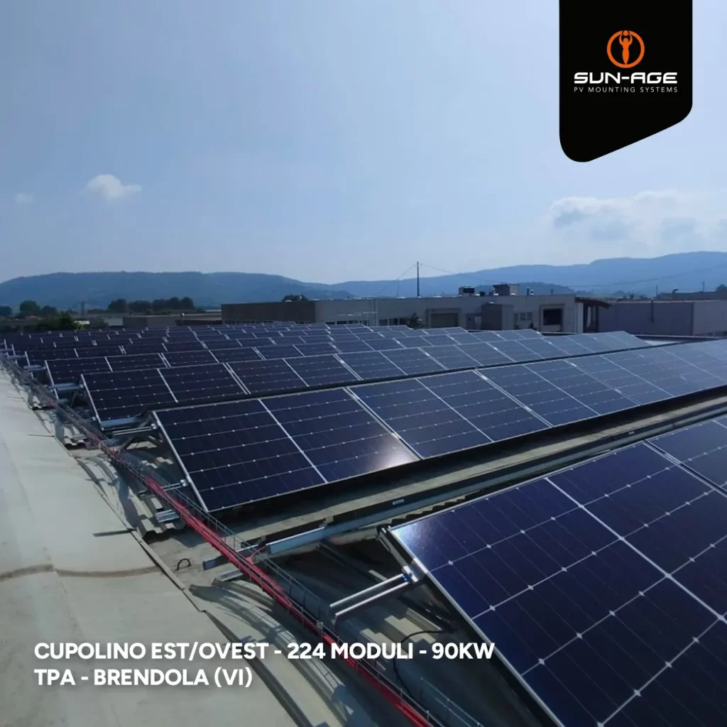 impianto fotovoltaico industriale su cupolino est ovest Vicenza 03
