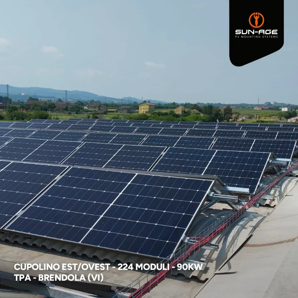 impianto fotovoltaico industriale su cupolino est ovest Vicenza 04