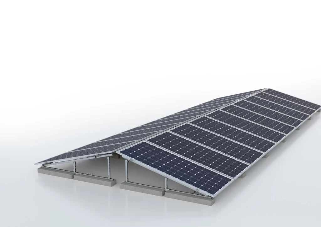 triangoli pannelli fotovoltaici montaggio fotovoltaico impianti solari senza forare capannoni industriali agricoli tetti piani